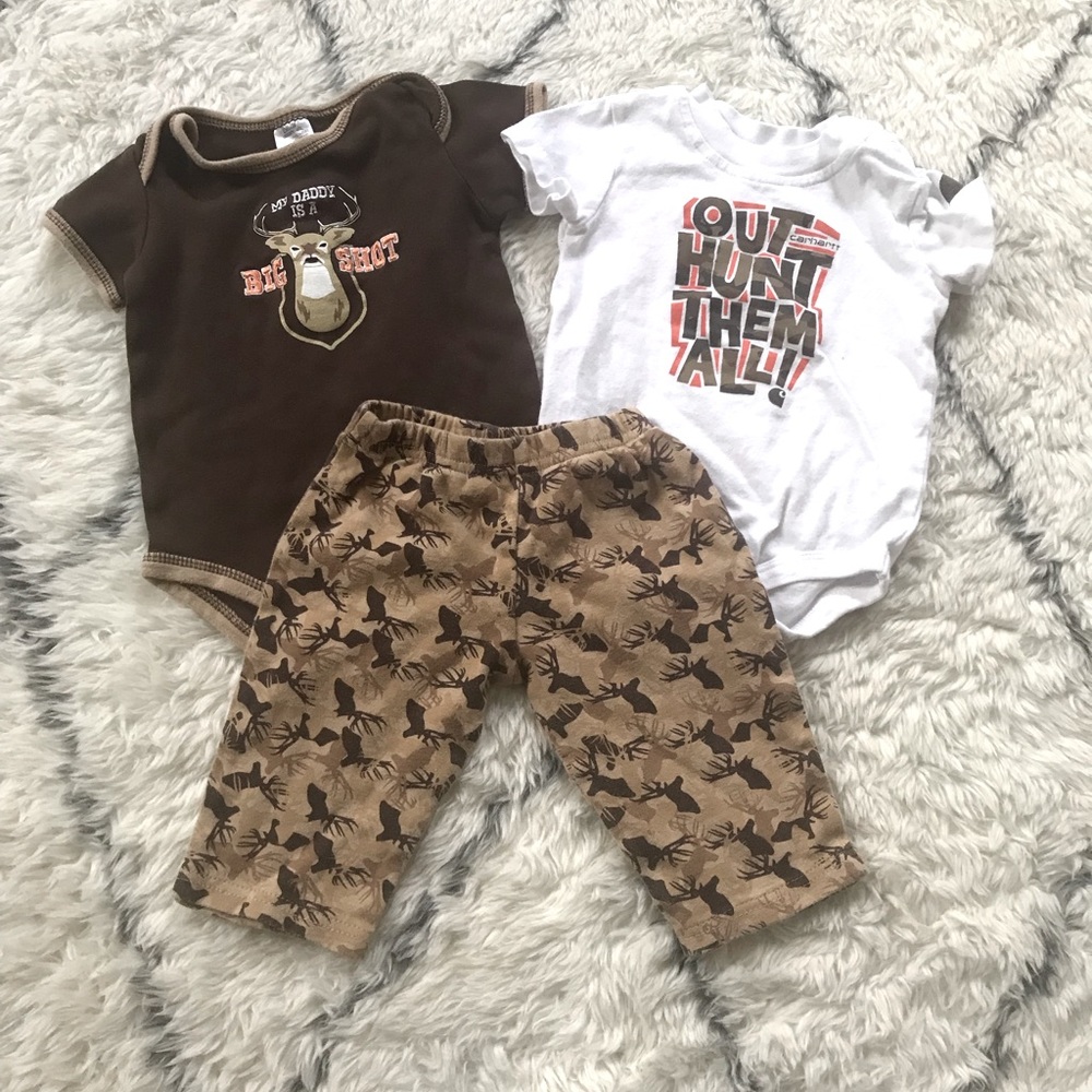 Hunting themed clothing 3-6 months
